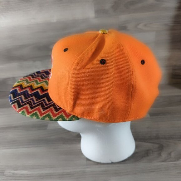 White Wolf Chicago Bears Adjustable Snapback Hat Orange Flat Bill Burlap - Picture 5 of 11